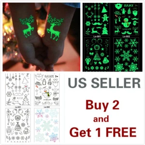 Waterproof Luminous Christmas Art Fake Body Temporary Tattoo Stickers Removable - Picture 1 of 9