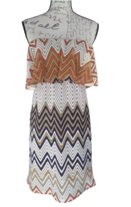 Judith March USA Dress Women's Large Strapless Chevron Stripe Geometric - Picture 1 of 18