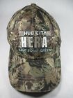 Hub City Hera Save Some Green Since 1892 Camo Baseball Cap Hat Great Condition