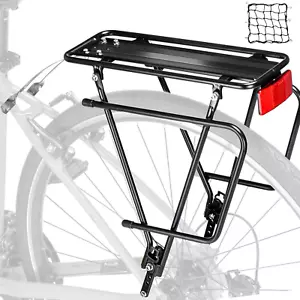 Rear Bike Rack,Bike Cargo Rack,Bicycle Pannier Rack with Reflector and Cargo Net - Picture 1 of 9