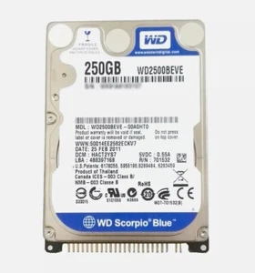 Disque dur pour ordinateur portable Western Digital 250 Go WD2500BEVE 5400 tr/min IDE PATA 2,5" - Photo 1/3