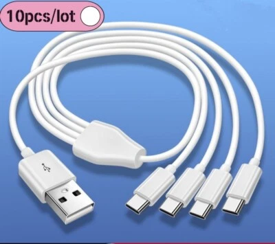 10PCS/LOT USB C Splitter Cable 4 in 1 USB 2.0 A Male to 4 USB C Charging Cord - Image 1 of 4