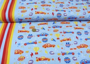 Ready Go Hilco blau Baumwolljersey Kinderstoff Fahrzeuge JaTiJu Meterware 50 cm - Bild 1 von 1