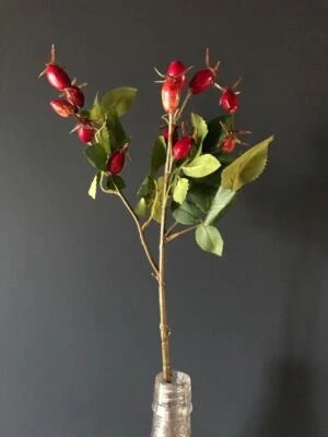 HEAVENLY HOMES AND GARDENS Caderas artificiales de rosa roja. Flores de seda de bayas sintéticas realistas