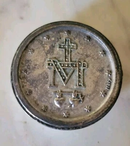 Vintage Catholic Miraculous Mary Religious Medal Cap Round Token - Picture 1 of 3