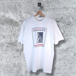 VINTAGE Cliff Richard T-Shirt Large L Mens White Single Stitch Screen Stars - Picture 1 of 8