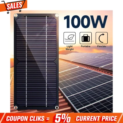 OYAJIA 100W Solar Panel Trickle Charger Battery Maintainer with 12V Car Charge Cable RV