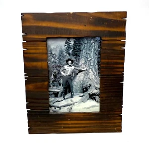 Reproduction Vintage Photograph of a Cowboy & Redwood Tree 5" x 7" Framed Rustic - Picture 1 of 3
