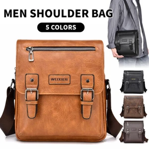 Mens Messenger Bag Retro Shoulder Bag Business Casual Work Bag Large Capacity - Picture 1 of 25