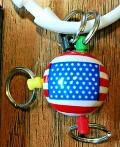 Stars & Stripes Sphere Key Chain w/ 4 rings NEW USA Flag Keyring Keychain - Picture 1 of 3