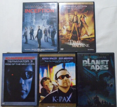 DVD 5 Science Fiction Inception Time Machine Terminator 3 K-Pax Planet of Apes  - Image 1 of 4