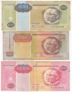 Angola, Set of 3 Different, Old Issue Banknotes, VF, XF, Condition - Picture 1 of 2
