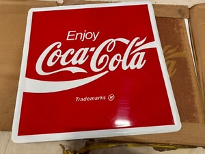 ONE 1990's Enjoy Coca-Cola Coke 24"x24" Metal Embossed Advertisement Sign NOS - Picture 1 of 5