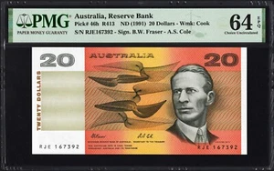 Australia 20 Dollars P46h R413 1991 Fraser Cole PMG64 Choice UNC EPQ KINGSFORD - Picture 1 of 2