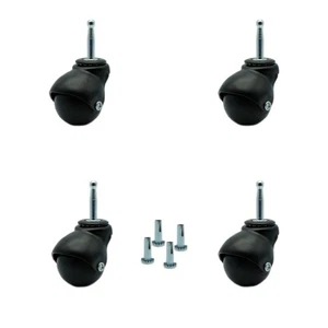 Juego de 4 ruedas de bola planas con capucha negra de 2 pulgadas - Imagen 1 de 4