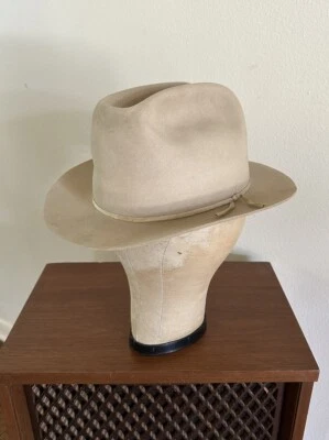 1950s Stetson One Hundred 100x Beaver 7 1/4 Western Dress Hat Cowboy 100 Vtg 50s - Image 1 of 4
