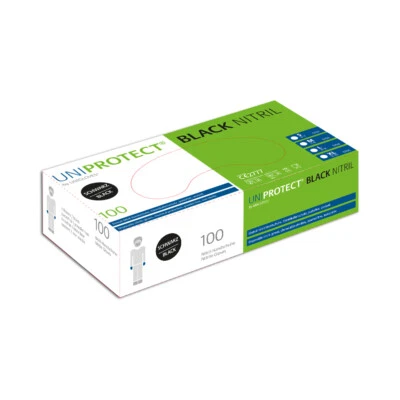 Einmalhandschuhe UNIPROTECT Black S-XL Puderfrei Schwarz Unigloves 100stk