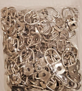 Small D Rings Frame Hooks for Picture Hanging -100 Pieces D Ring Picture Hangers - Picture 1 of 3