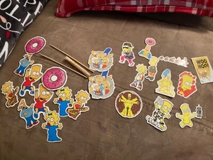 NEW The Simpsons Birthday Cupcake Topper & Sticker Set Lot - Picture 1 of 9