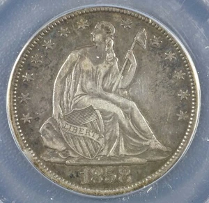 Liberty 1858 O sentado 50 centavos, ANACS EF 40, graduado y conservado - Imagen 1 de 4