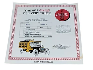 Danbury Mint Coca Cola Replica Of The 1927 Delivery Truck 1:24 TITLE ONLY - Picture 1 of 5