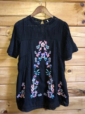 Mini Vestido Free People Para Mujer Talla S Negro Perfectamente Victoriano Floral Bordado Foto 1 de 4