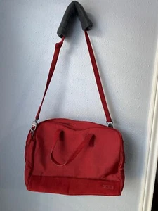 Tumi Red Nylon Suede Travel Laptop Bag Shoulder Strap 14x10x6 - Picture 1 of 12