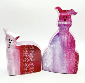 Royal Worcester Ceramic Flat Mates Sadie Kitty Cat & Bella Puppy Dog Figurines - Picture 1 of 9