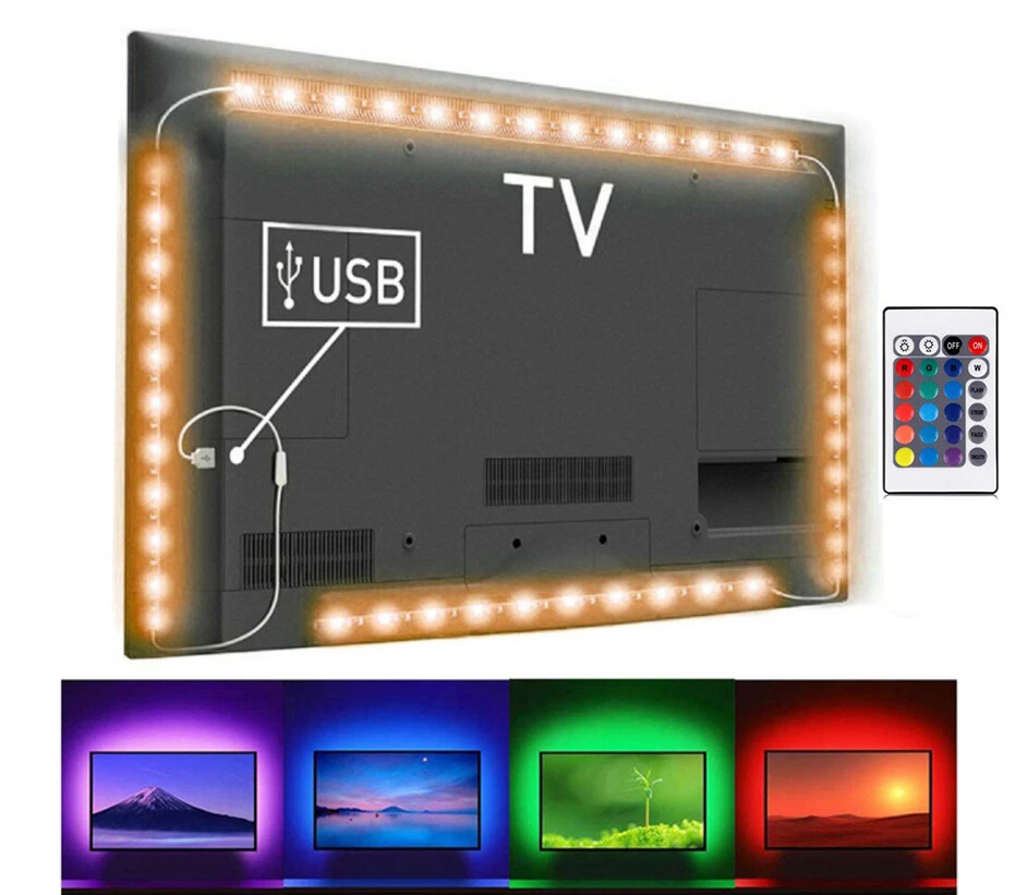 LED Strip Light TV Backlight 4x50CM (6.5ft) RGB 5V Ambient light USB Powered 2M - Image 1 of 4