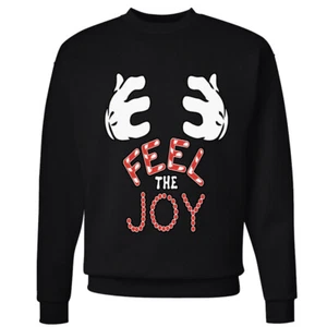 Feel the joy Ugly Christmas Sweater Funny Naughty Santa Boobies Humor Sweatshirt - Bild 1 von 10
