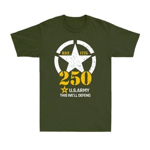 US Army 250th Anniversary Proud of America Est. 1775  Armed Forces Men's T-shirt - Picture 1 of 3