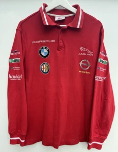 AVD Old Timer Grand Prix Polo Shirt Red Long Sleeve Vintage Cars Mens Large L - Picture 1 of 10