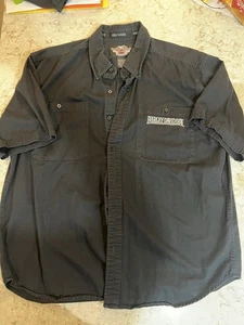 Men’s Harley Davidson Button Up Shirt Logo Black Short Sleeve Biker Sz XL - Picture 1 of 14