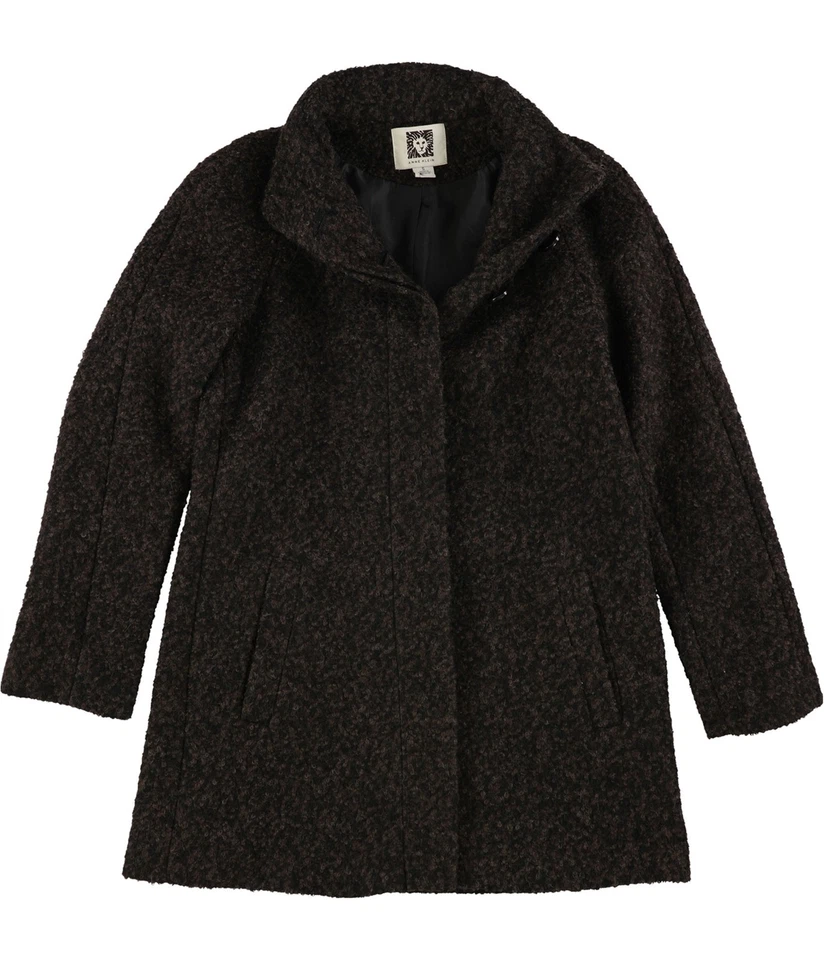 Anne Klein Womens Marled Wool Blend Coat, Brown, Small - Image 1 of 1
