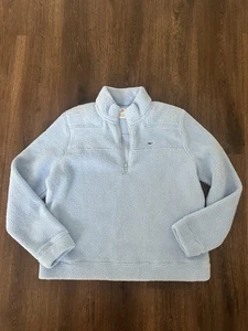 Vineyard Vines Women's Sherpa Fleece Blue 1/4 Zip Pullover Size Large Preppy - Picture 1 of 6