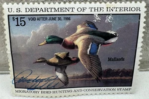 1995-1996 Federal Migratory Bird Hunting and Conservation Stamp- Mallards - Picture 1 of 1