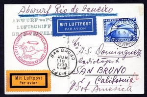 ALEMANIA 1930 A U.S. GRAF ZEPELIN VUELO VÍA RIO DE JANEIRO, BRASIL FRANQUEADO - Imagen 1 de 2