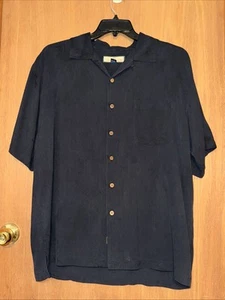 TOMMY BAHAMA Harley Davidson Embroidered Camp Shirt Black Size XL Button Up - Picture 1 of 12