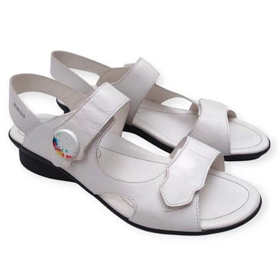 Sandalia Mephisto Prudy Mujer 40 EE. UU. 10 Blanco Cuero Genuino Hecha en Portugal  Foto 1 de 4