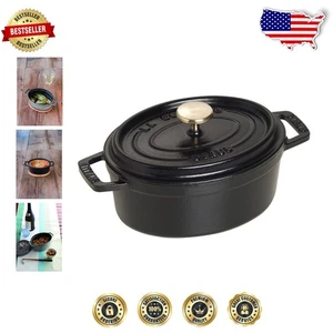 Auténtica cocotte japonesa de hierro fundido esmaltado - negra 5,9" para cocina versátil - Imagen 1 de 8