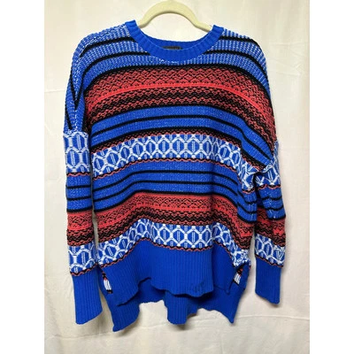  Suéter tejido multicolor azul BCBGMAXAZRIA - talla pequeña Foto 1 de 4