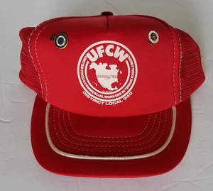 UFCW Food Commercial Workers Union, rote Snapback Mesh Trucker Mütze mit zwei Pins - Bild 1 von 8