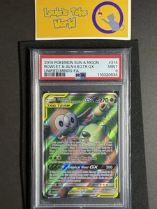 Pokemon PSA 9 MINT Rowlet & Alolan Exeggutor GX 214/236 Unified Minds FA - Picture 1 of 16
