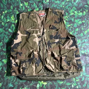 Vintage Winchester Hunting Vest Green Large Camouflage Canvas Trebark Game Large - Picture 1 of 12