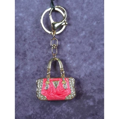 Dazzling Handbag Purse Charm Keychain Rhinestone Embellished Pink GoldTone Women - Image 1 of 4