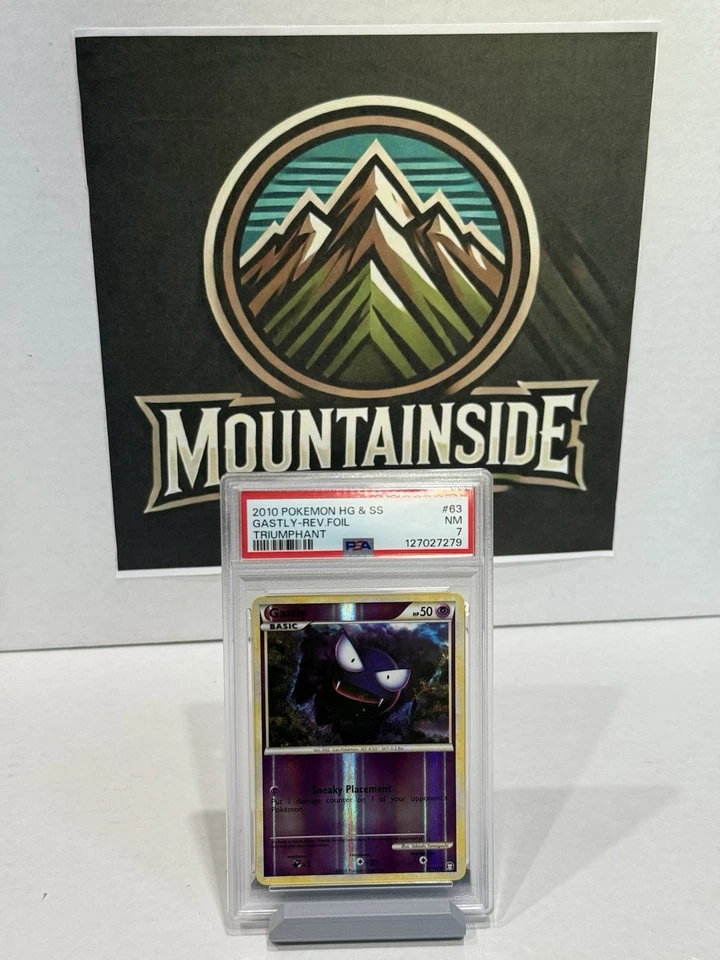 Pokemon 2010 HGSS Triumphant Gastly Reverse Holo Card PSA 7 - Image 1 of 1