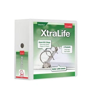 Cardinal XtraLife ClearVue Heavy Duty 5" 3-Ring View Binders D-Ring White - Picture 1 of 8