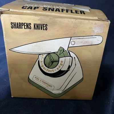 Винтажный циферблат X точило ножи ножницы лезвия зеленый и белый, как видно по телевизору - Изображение 1 из 4