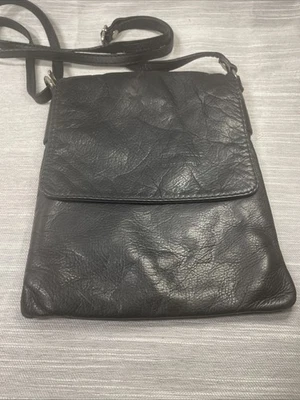 Vintage Vera Pelle Made in Italy Soft Black Leather Crossbody Bag Adjustable - Image 1 of 4