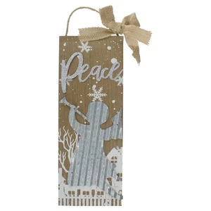 Northlight 12.5" Galvanized Metal Angel and Peace Christmas Wall Decor - Picture 1 of 2